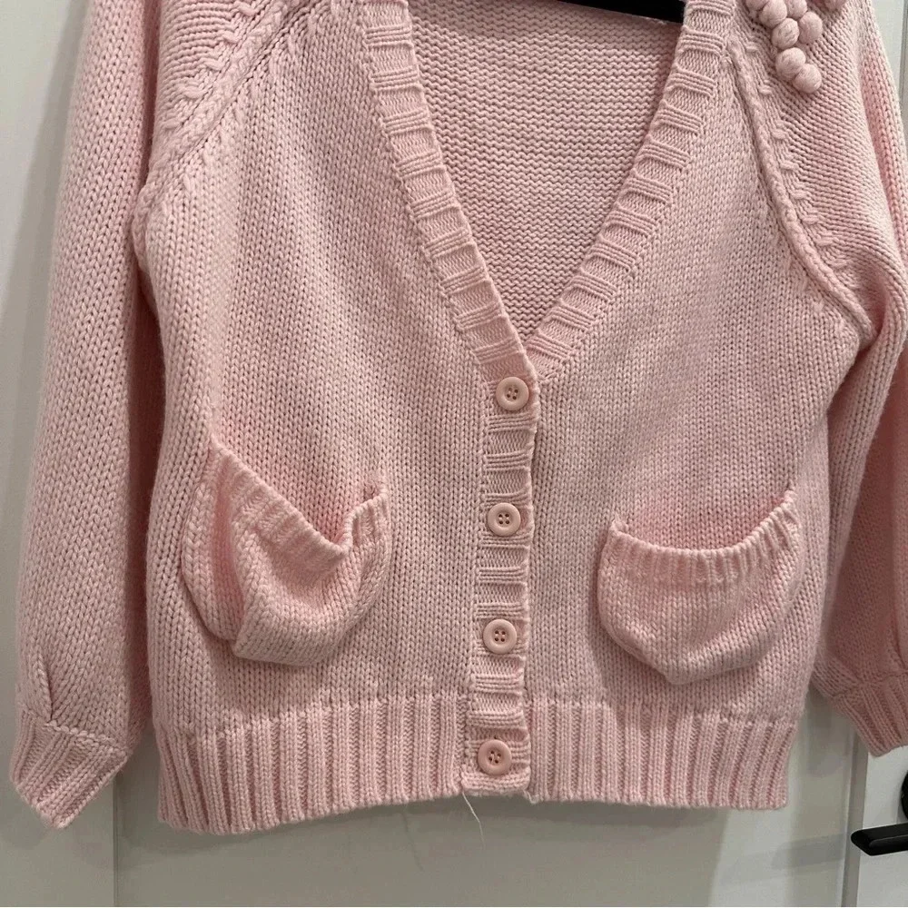 M-Ni Kawaii Japan Cute Pink Knit Cardigan Sweater